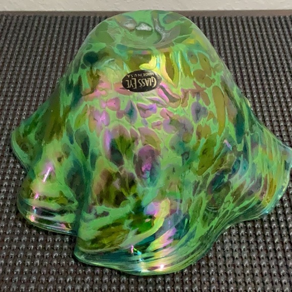 Glass Eye green glass bowl. Made in USA - Picture 5 of 9